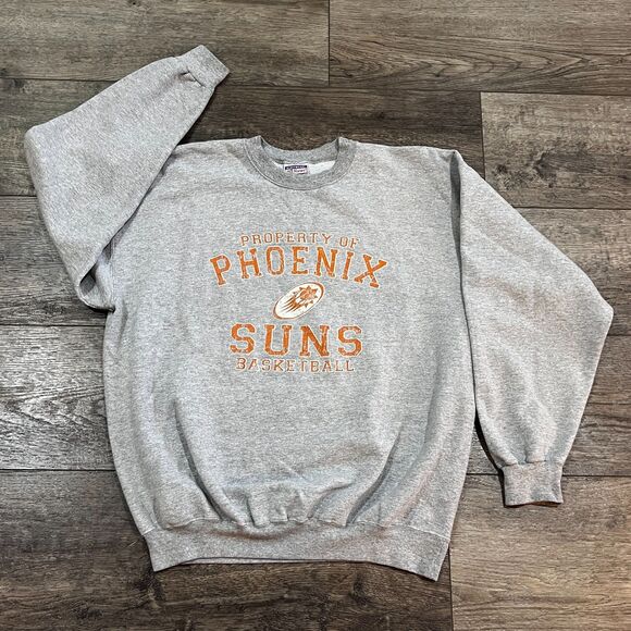 Vintage 90s Hanes Heavyweight Phoenix Suns Crewneck Sweatshirt Made in USA Large - Picture 1 of 5